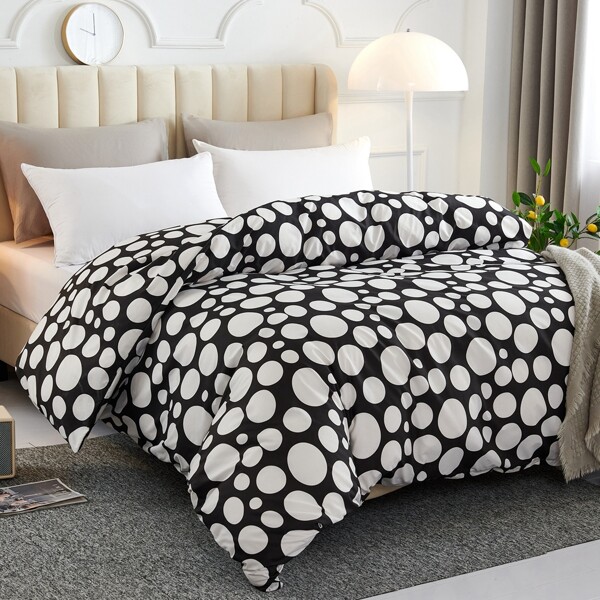 

Circle Print Duvet Cover Without Filler, Black and white