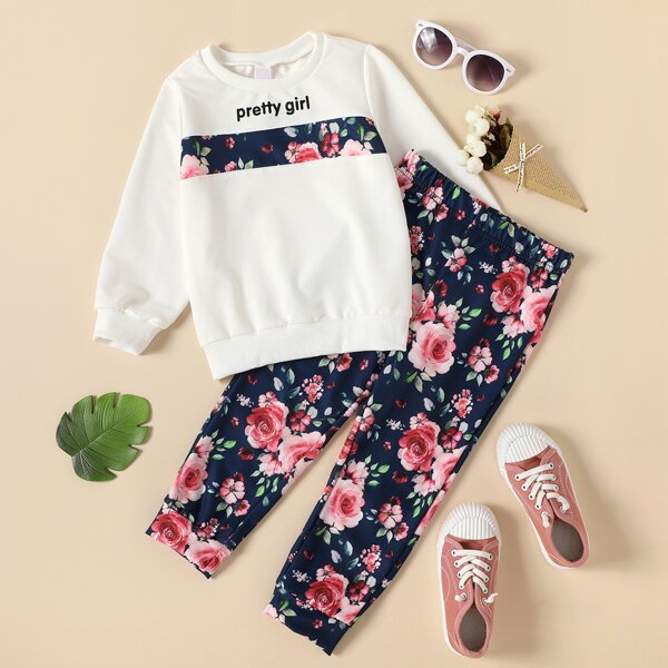 

Toddler Girls Floral Print Sweatshirt & Sweatpants, Multicolor