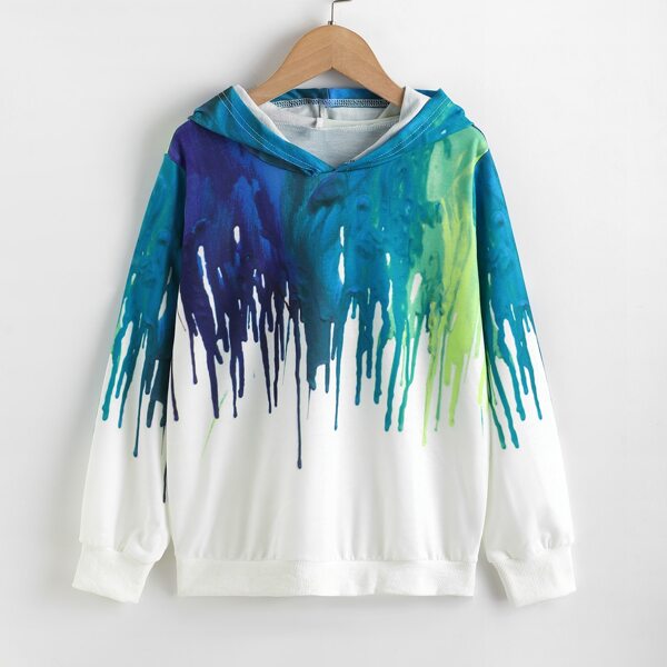 

Boys Paint Splatter Print Hoodie, Multicolor