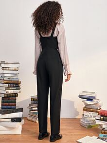 Áo liền quần Cắt ra Dây kéo màu trơn Hấp dẫn - màu đen - Xem 2