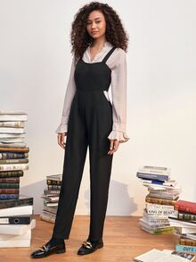 Áo liền quần Cắt ra Dây kéo màu trơn Hấp dẫn - màu đen - Xem 4