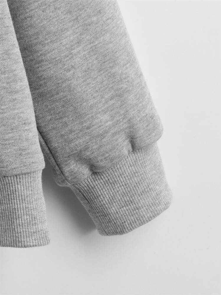 SHEIN Spring & Autumn Teenager Boys' Casual Round Neck Long Sleeve Diamond Print Drop Shoulder Sweatshirt - Light Grey - View 3