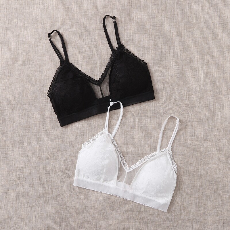 

2pack Floral Lace Bra Set, Black and white