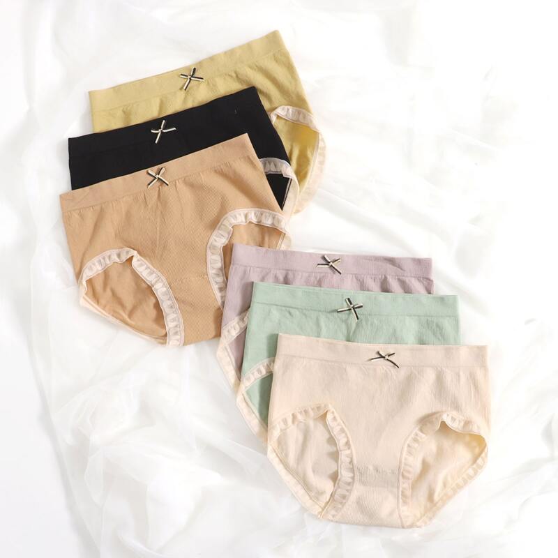 

6pack Lace Trim Bow Decor Panty Set, Multicolor