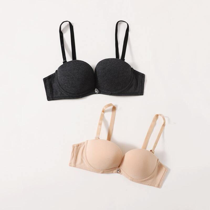

2pack Solid Underwire Bra Set, Multicolor