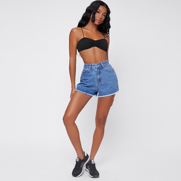 

Raw Hem Denim Shorts, Medium wash