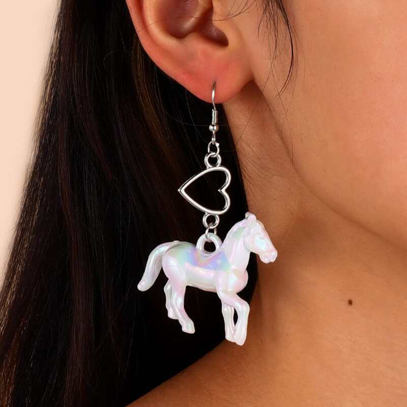 

Horse Charm Earrings, White