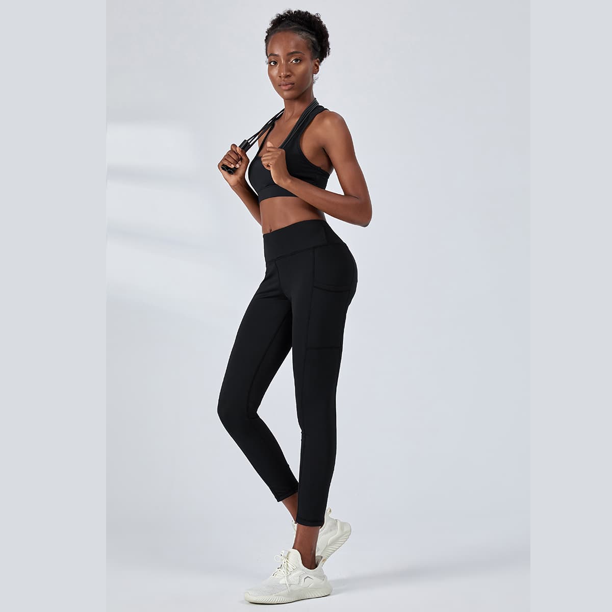 

UPF50+ Peekaboo Back Sports Bra, Black