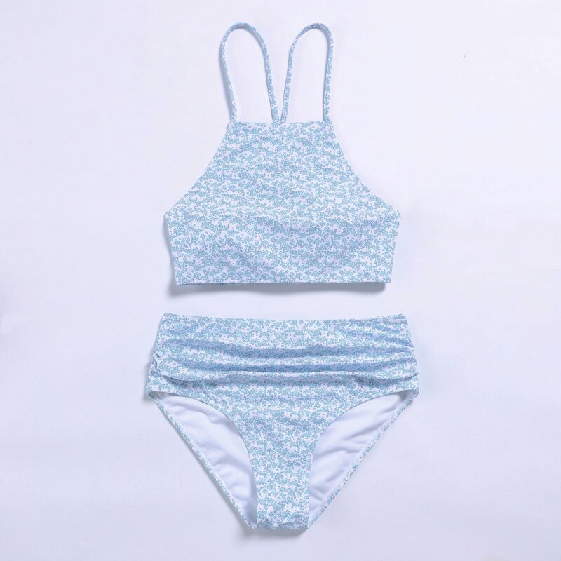 

Ditsy Floral Bikini Swimsuit, Blue and white