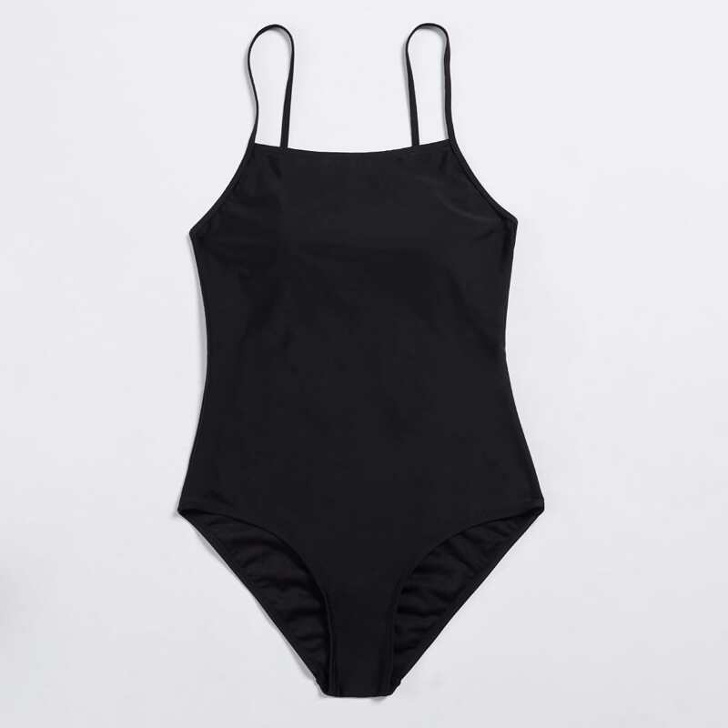 

Solid One Piece Swimsuit, Black