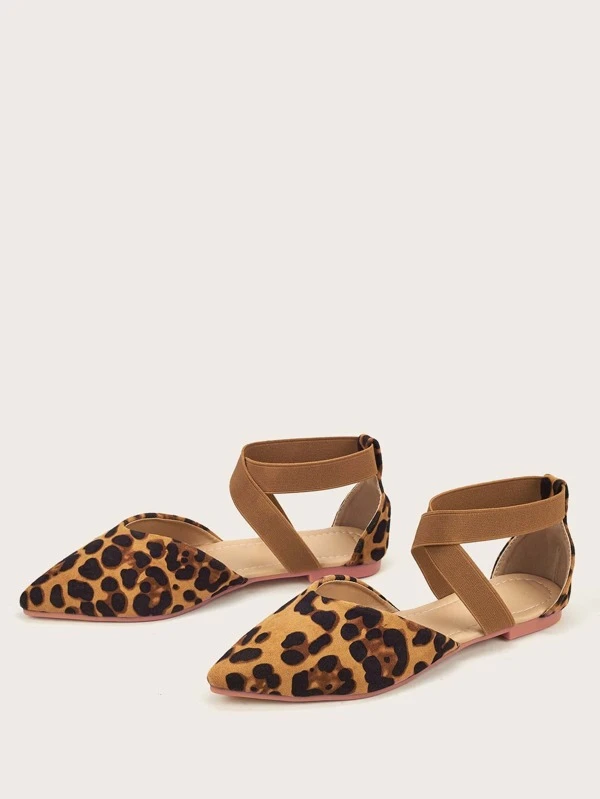 leopard ankle strap flats