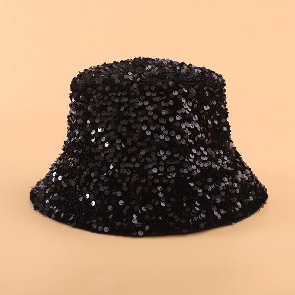 

Sequin Decor Bucket Hat, Black