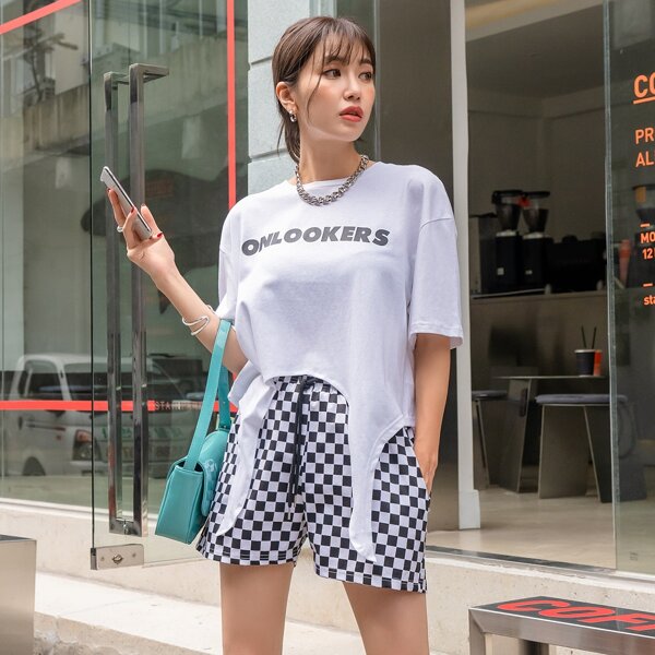 

Letter Graphic Drop Shoulder Oversized Tee, White