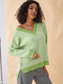 SHEIN Unity Drop Shoulder Split High Low Hem Sweater