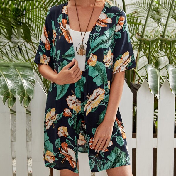 

Tropical Print Coat & Shorts Without Tee, Multicolor