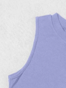 SHEIN Unity Camiseta sin mangas con cordones en la cintura - Lila Púrpura - Ver 3