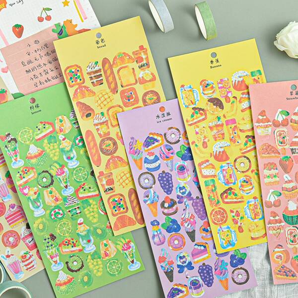 

1sheet Dessert Print Random Sticker, Multicolor