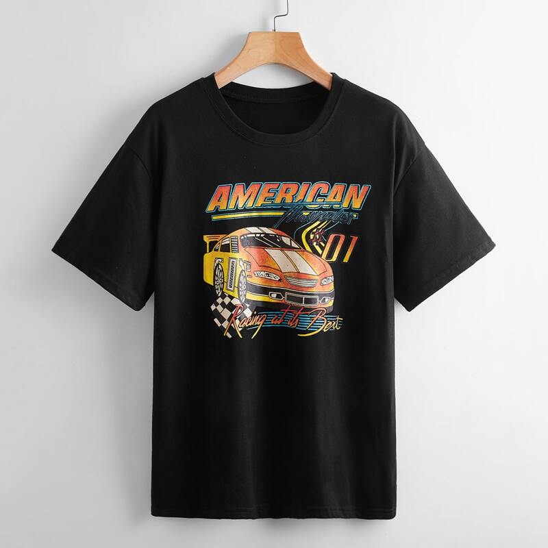 

Letter Car Graphic Tee, Black