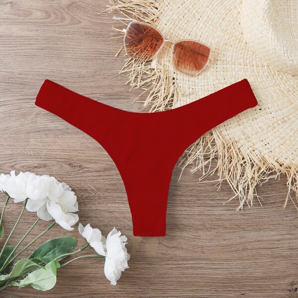 

Solid Rib Bikini Panty, Red