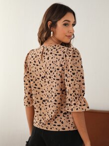 SHEIN Clasi 斑點印花後鎖孔襯衫 - 彩色 - 查看 2