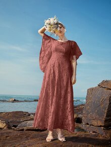 Đầm Dây kéo màu trơn Lãng mạn - Gỗ đỏ - Xem 3