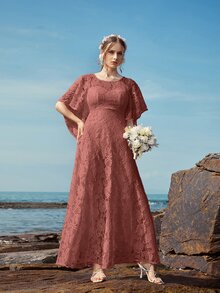 Đầm Dây kéo màu trơn Lãng mạn - Gỗ đỏ - Xem 4