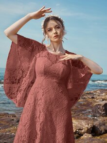 Đầm Dây kéo màu trơn Lãng mạn - Gỗ đỏ - Xem 5