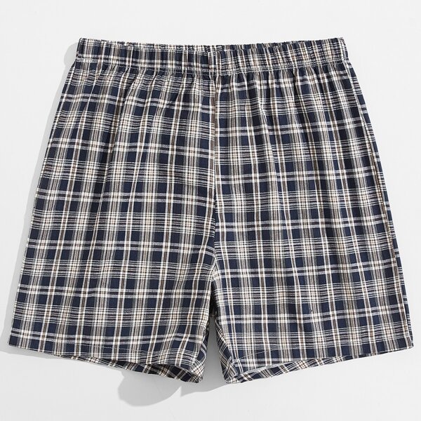 

Men Plaid Print Elastic Waist Sleep Shorts, Multicolor