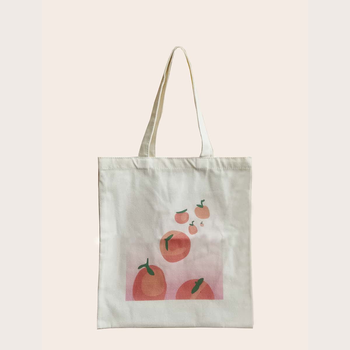 

Fruit Print Shopper Bag, Beige