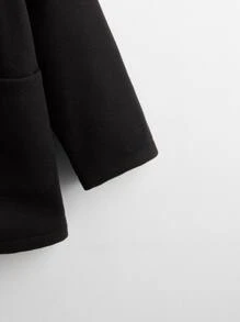 SHEIN Áo bành tô cho bé trai Tương phản lông thú giả Túi Dây kéo màu trơn Giải trí - màu đen - Xem 3