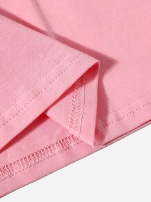 SHEIN Leap Crew Toddler Girls Frill Cuff Cartoon Graphic Tee - Pink - View 3