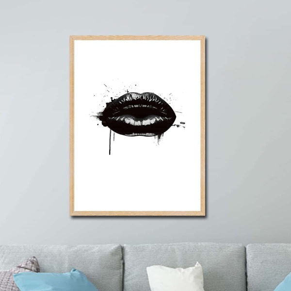 

Lip Print Unframed Painting, White