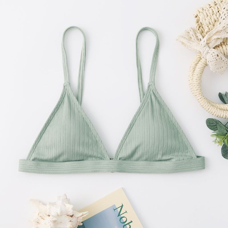 

Solid Triangle Bikini Top, Green