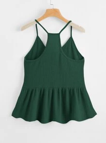SHEIN VCAY Ruffle Hem Rib-knit Cami Top