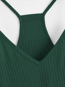 SHEIN VCAY Ruffle Hem Rib-knit Cami Top