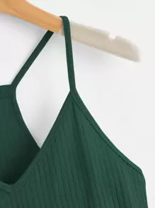 SHEIN VCAY Ruffle Hem Rib-knit Cami Top