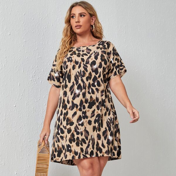 

Plus Allover Print Tunic Dress, Multicolor