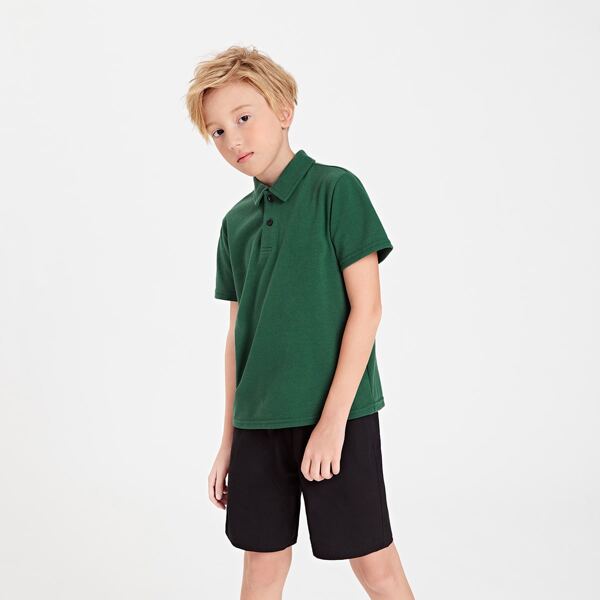 

Boys Solid Polo Shirt, Dark green