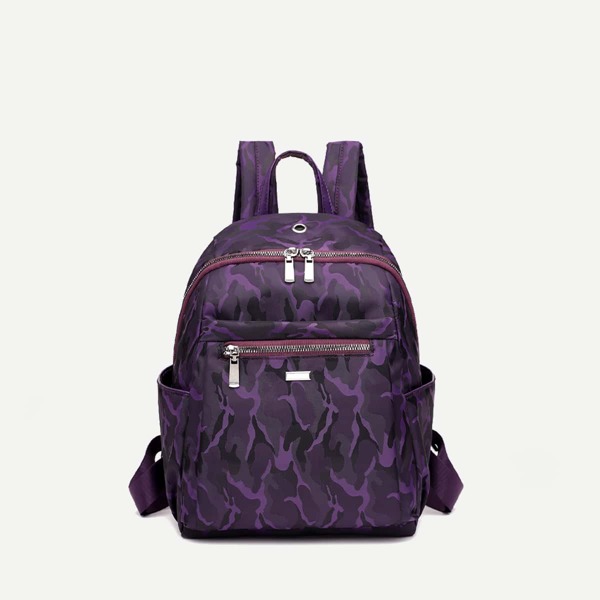 

Camo Pattern Large Capacity Backpack, Purple