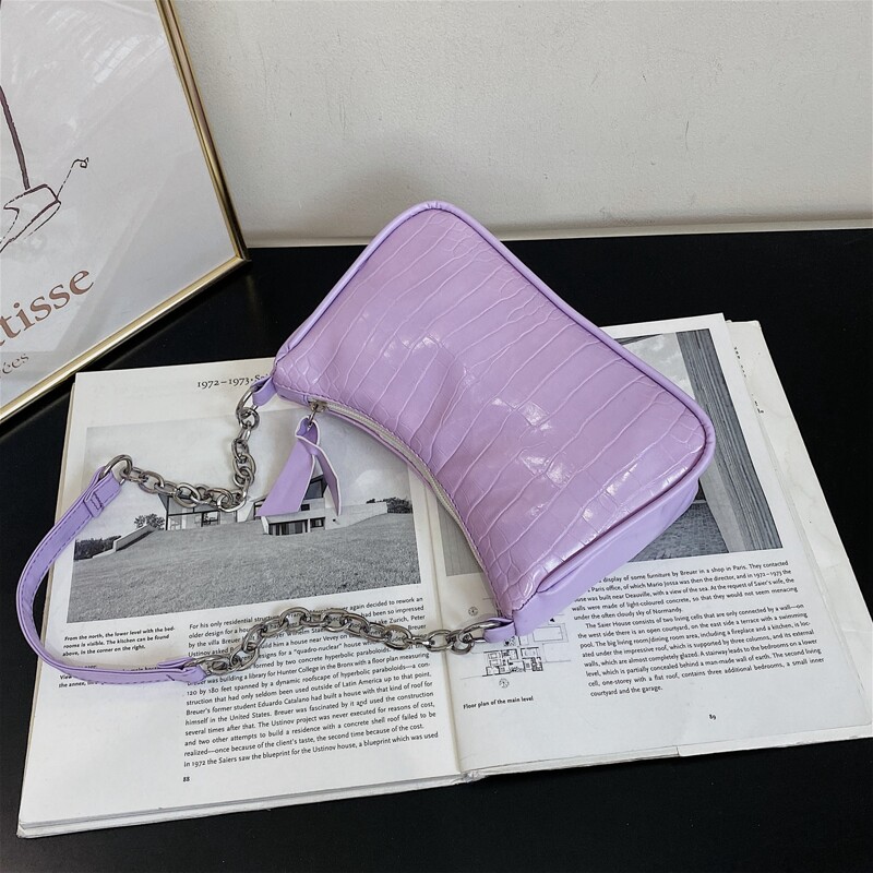 

Croc Embossed Shoulder Bag, Purple
