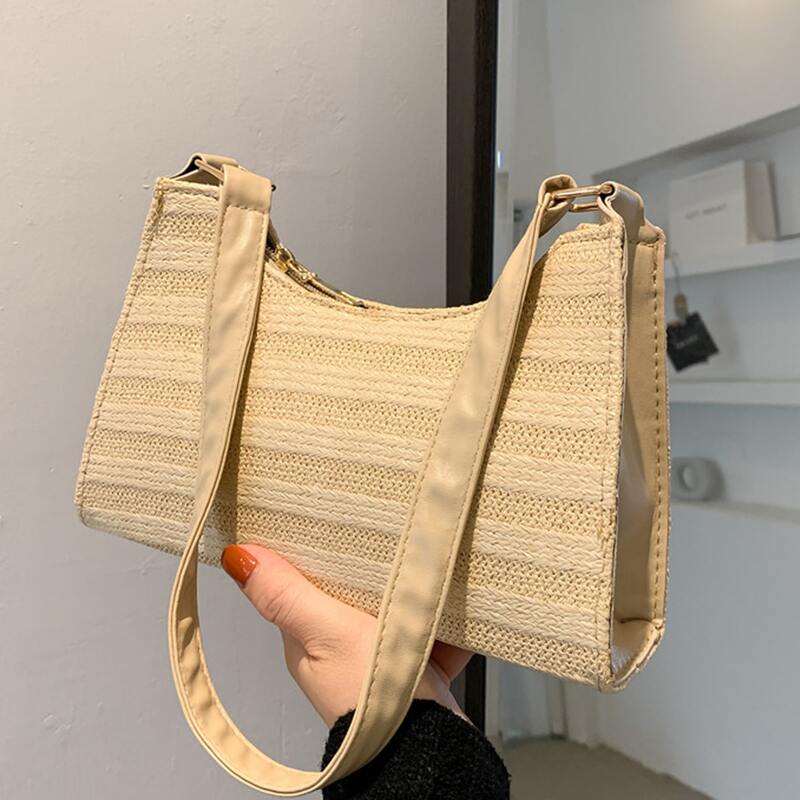 

Straw Shoulder Bag, Khaki