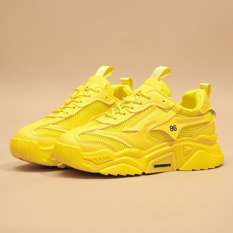 

Lace-up Front Chunky Sneakers, Yellow