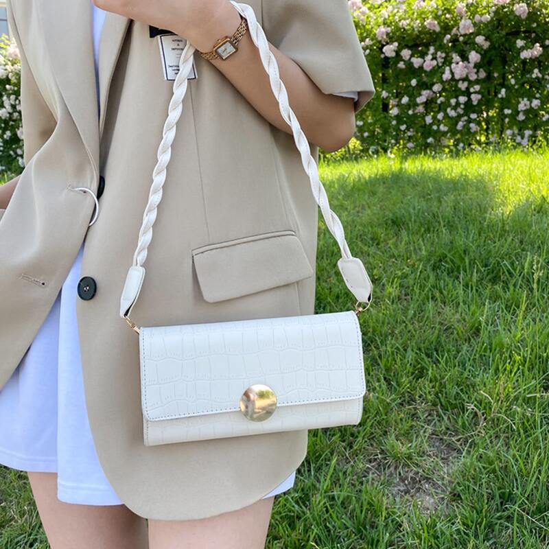 

Croc Embossed Flap Shoulder Bag, White