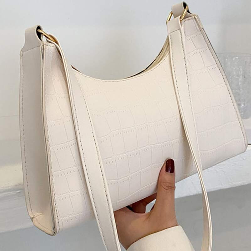 

Croc Embossed Shoulder Bag, Beige
