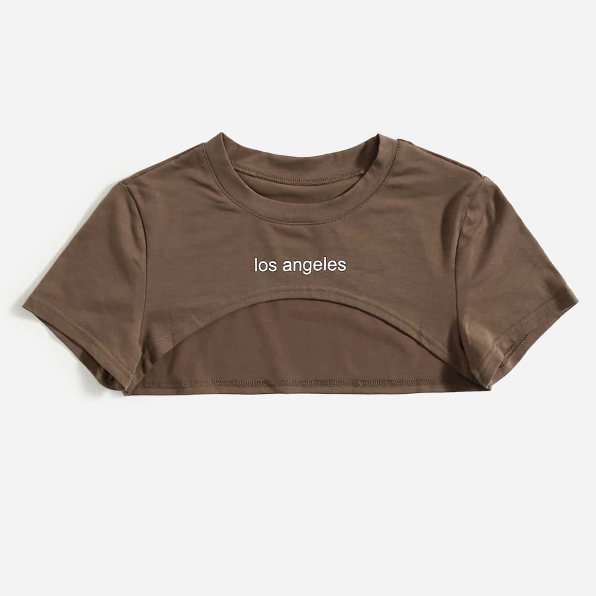 

Letter Graphic Super Crop Tee, Mocha brown