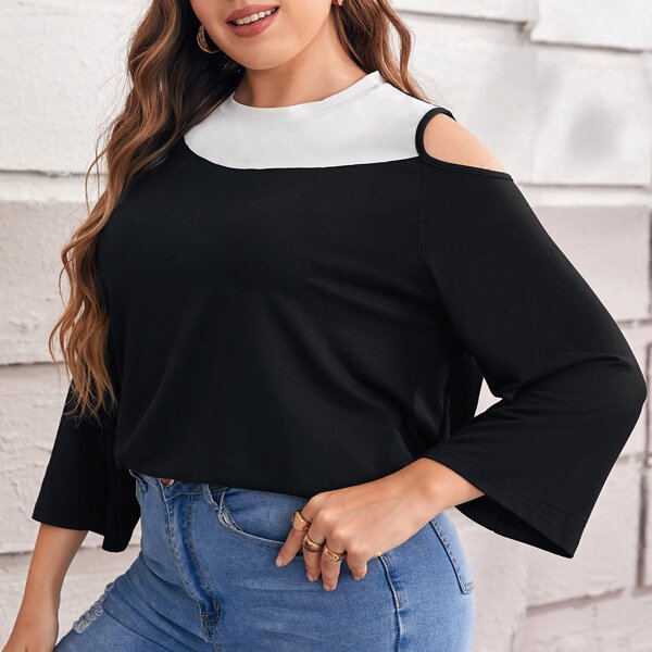 

Plus Colorblock Cut Out Tee, Black