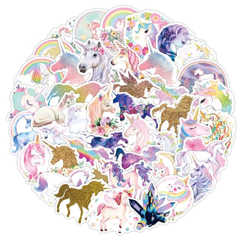 

50pcs Unicorn Sticker, Multicolor