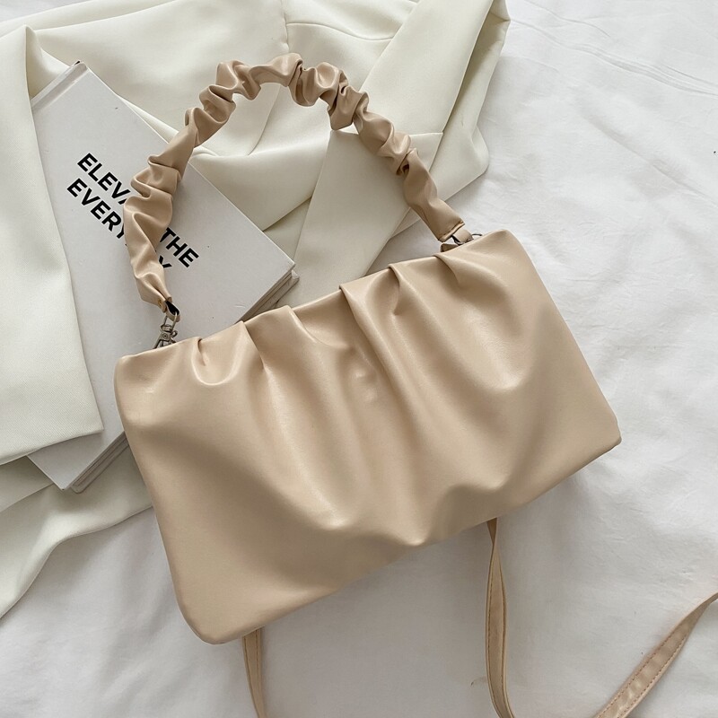 

Ruched Shoulder Bag, Khaki