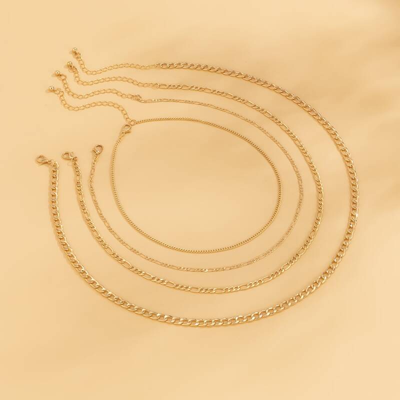 

4pcs Minimalist Chain Necklace, Gold