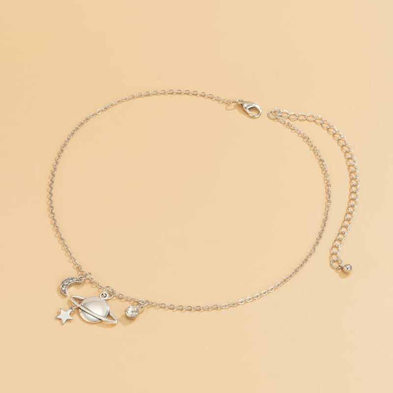 

Planet Pendant Chain Necklace, Silver